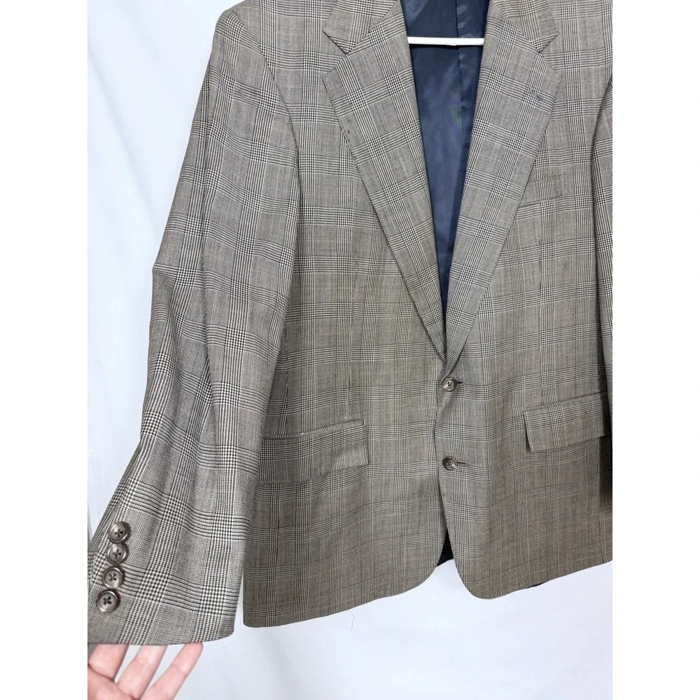 Polo Ralph Lauren Suit Mens 40/34 Brown Glen Plaid Wool 2 Piece Blazer Pants VTG